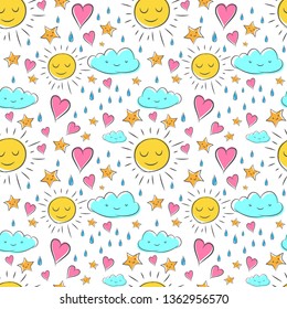 Pattern Hand Drawn Sun Kids
