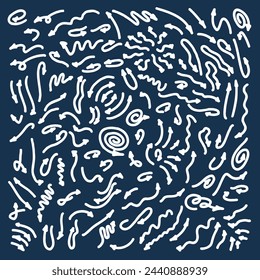 A pattern of hand drawn trendy vector arrows of different shapes pointing in different directions in a line style.