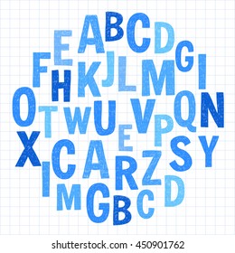 Pattern with hand drawn vector letters