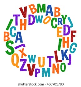 Pattern with hand drawn vector letters
