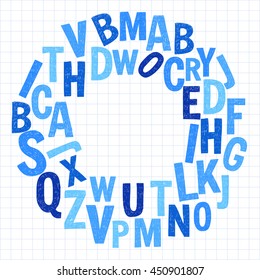 Pattern with hand drawn vector letters