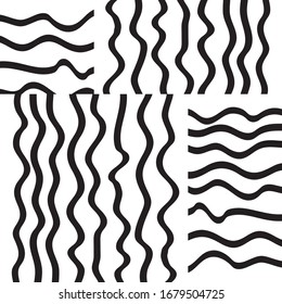 pattern with hand drawn wavy black lines