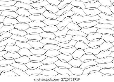 A pattern of hand drawn wavy black lines creates an organic and modern abstract background EPS Vector