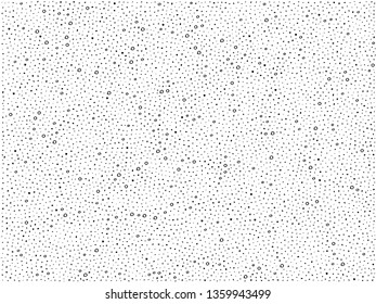 Pattern hand drown spots, small dots, lines. Random dots, scratches, circles. Background with black grain, dirt, mud, dust on white. Grunge elements. Irregular chaotic abstract vector illustration