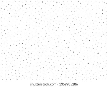 Pattern hand drown spots, small polka dots. Random dots, scratches, circles. Background with black grain, dirt, mud, dust on white. Grunge elements. Irregular chaotic abstract vector illustration