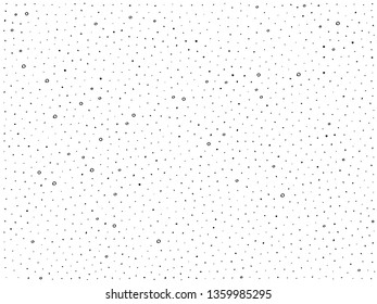 Pattern hand drown spots, small polka dots. Random dots, scratches, circles. Background with black grain, dirt, mud, dust on white. Grunge elements. Irregular chaotic abstract vector illustration