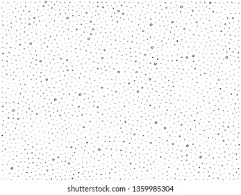 Pattern hand drown spots, small polka dots. Random dots, scratches, circles. Background with black grain, dirt, mud, dust on white. Grunge elements. Irregular chaotic abstract vector illustration