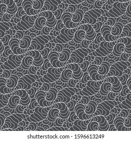 Pattern with hand drown striped wavy stripes.. Seamless monochrome vector illustration. Camouflage.
