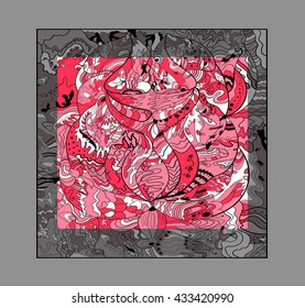 pattern of the hand in red