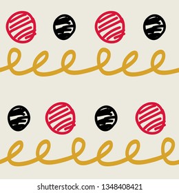 pattern with hand-drawn curls for printing on fabric and packaging and presentation design
