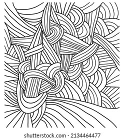 Pattern with hand-drawn doodle waves and lines.