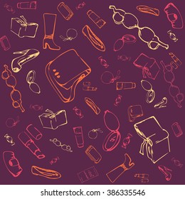 Pattern with hand-drawn female subjects