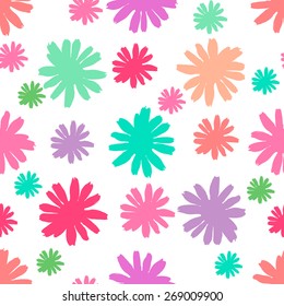 Pattern With Hand-Drawn Simple Flowers .
