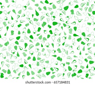 Pattern of hand-painted chopped, ripe pears for your design. Bright fruits. Isolates. Seamless texture for cards, packaging, paper, typography, business cards, tissues. Vector illustration