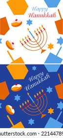 pattern with Hanukkah symbols. colorful vector illustration