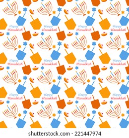 pattern with Hanukkah symbols. colorful vector illustration