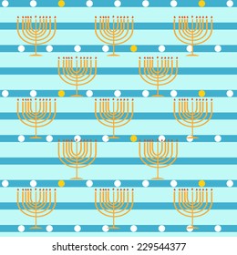 Pattern With Hanukkah Symbols. Colorful Vector Illustration