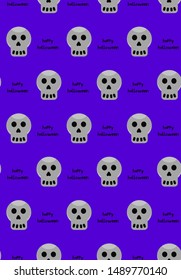 Pattern Happy Halloween purple skeleton 