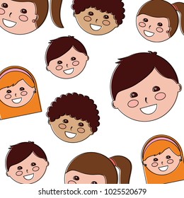 pattern happy little young boys and girls wavinh hands