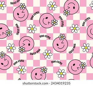 pattern happy smile flowers girl texture