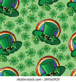 pattern with hat and clover. vector