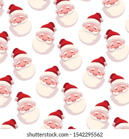 pattern of head of santa claus with hat on white background vector illustration design