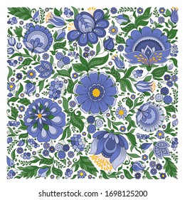 Pattern for head scarf with  Traditional Ukrainian Painting Art Style 