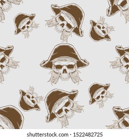 pattern head skull pirates,hand drawing vector