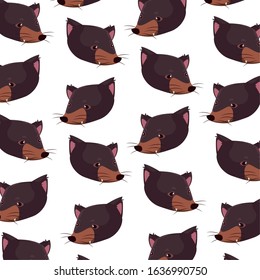 Pattern head of Tasmanian devil on white background. vector illustration design.