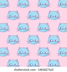 pattern of heads cute cats baby kawaii style