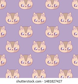 pattern of heads cute cats baby kawaii style