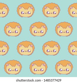 pattern of heads cute lions baby animals kawaii style