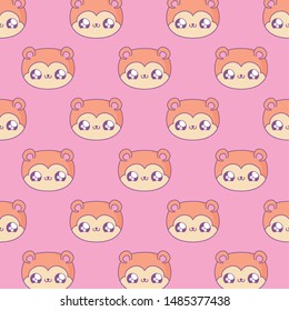 pattern of heads cute monkeys baby animals kawaii style
