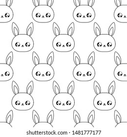 pattern of heads cute rabbits baby animals kawaii style