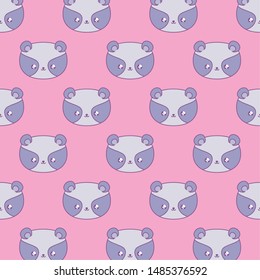 pattern of heads cute raccoons baby animals kawaii style