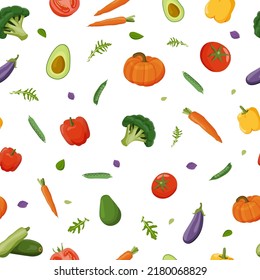 Pattern of healthy food macronutrients. Fiber or cellulose presented by food products. Tomatoes, peppers, zucchini, eggplant, broccoli, cabbage, carrots, peas. vector of nutrition categories