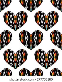 Pattern heart in the ethnic style on a holiday Valentin