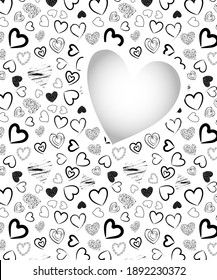 Pattern of heart with hole in heart shape on white background. vector illustration.