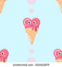 Pattern Heart Ice cream cone for love or valentine day using for background copy space design.