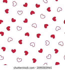 Pattern heart, pattern love, background heart. 
Valentine's Day. Red hearts seamless pattern