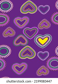 Pattern with heart and paisley. Print, material.