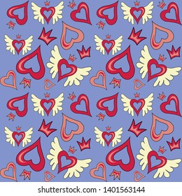 Pattern with heart. Seamless. Children pattern. Valentine pattern. Hand drawn pattern hearts. Valentine Day. EPS 10