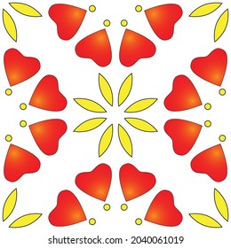 Pattern with Heart shape and petals shape, can be used for textile background, vector background