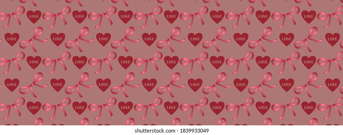 Pattern with heart. Wallpaper, print, modern textile design, wrapping paper and bows