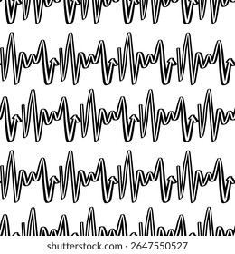 Pattern of heartbeats in a bold vector design with monochrome colors suitable for various applications.