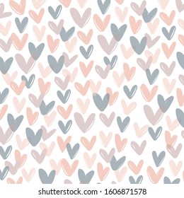 Pattern with hearts. Abstract pattern for cards, paper. Hand drawn vector illustration.