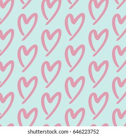 Pattern with hearts abstract motives in red color in the background. Material for card design, textile, background, wallpapers, wrapping paper, texture, vintage