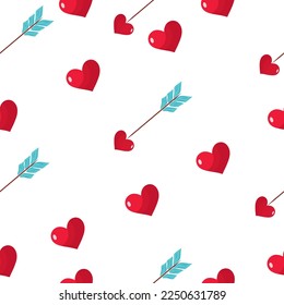 Pattern with hearts with an arrow. Love. Valentine's Day. High quality vector illustration.