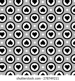 Pattern with hearts in black and white 