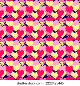 pattern with hearts drawn by hands. grunge style hearts background